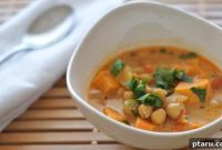 Golden Curry Chickpea and Sweet Potato Soup