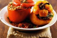 Aromatic Lamb-Stuffed Bell Peppers in Spiced Tomato Ragu