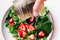 Sweet & Savory Strawberry Spinach Salad with Goat Cheese & Almonds