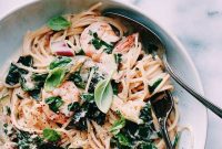 Vibrant Shrimp Alfredo with Chard and Zucchini