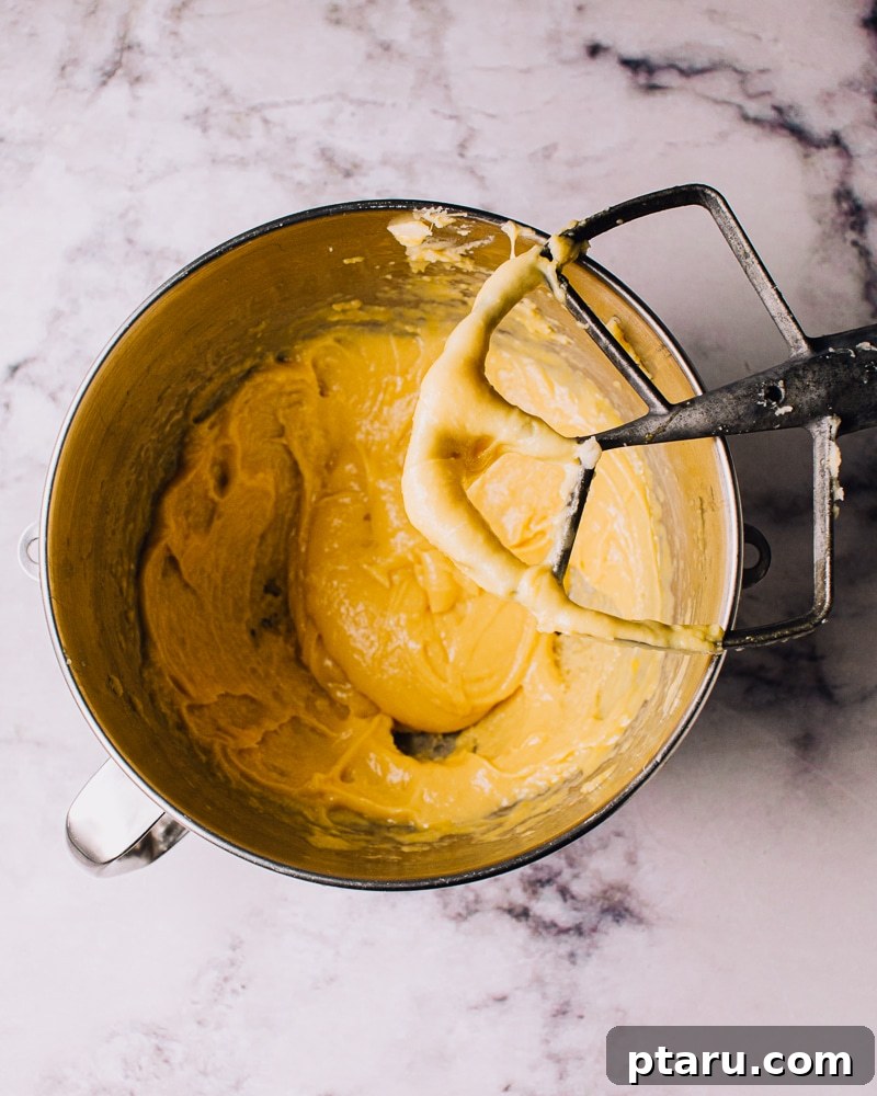 Airy French Doughnuts 11 Well-mixed choux pastry dough for French Crullers, glossy and smooth