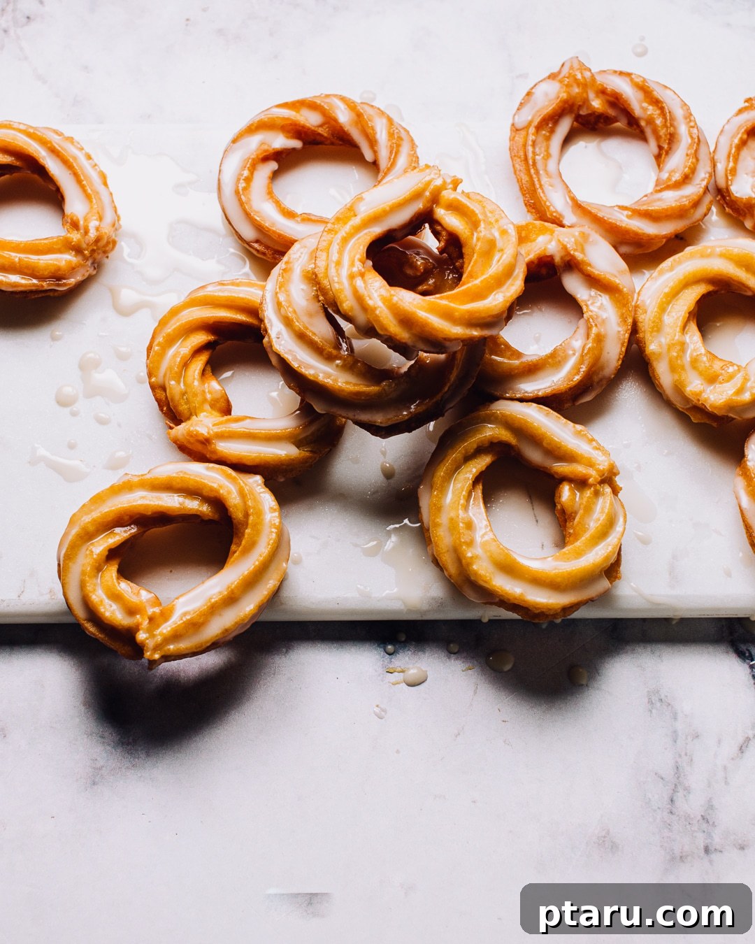 Airy French Doughnuts 3 Close-up of a homemade French Cruller showing its crispy ridges and light interior