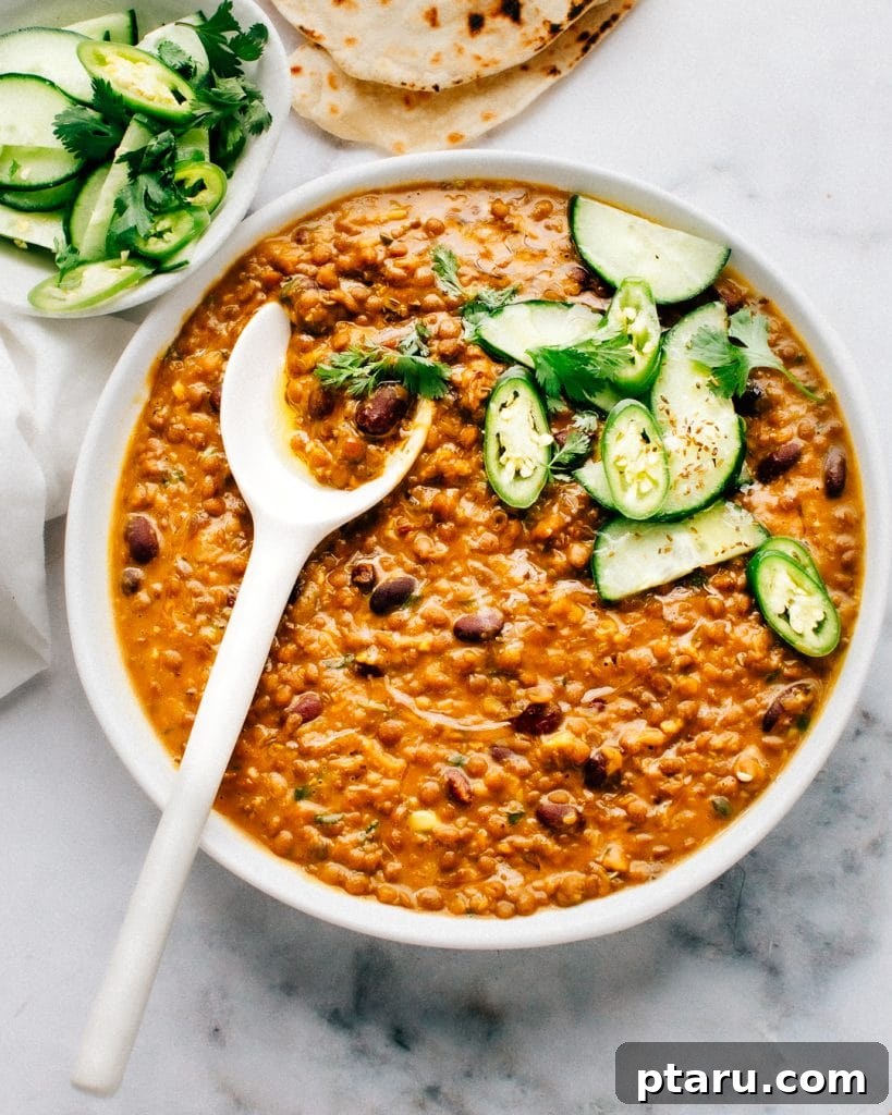 Aromatic Madras Lentil Curry 2 EASY madras lentils curry recipe served in a bowl