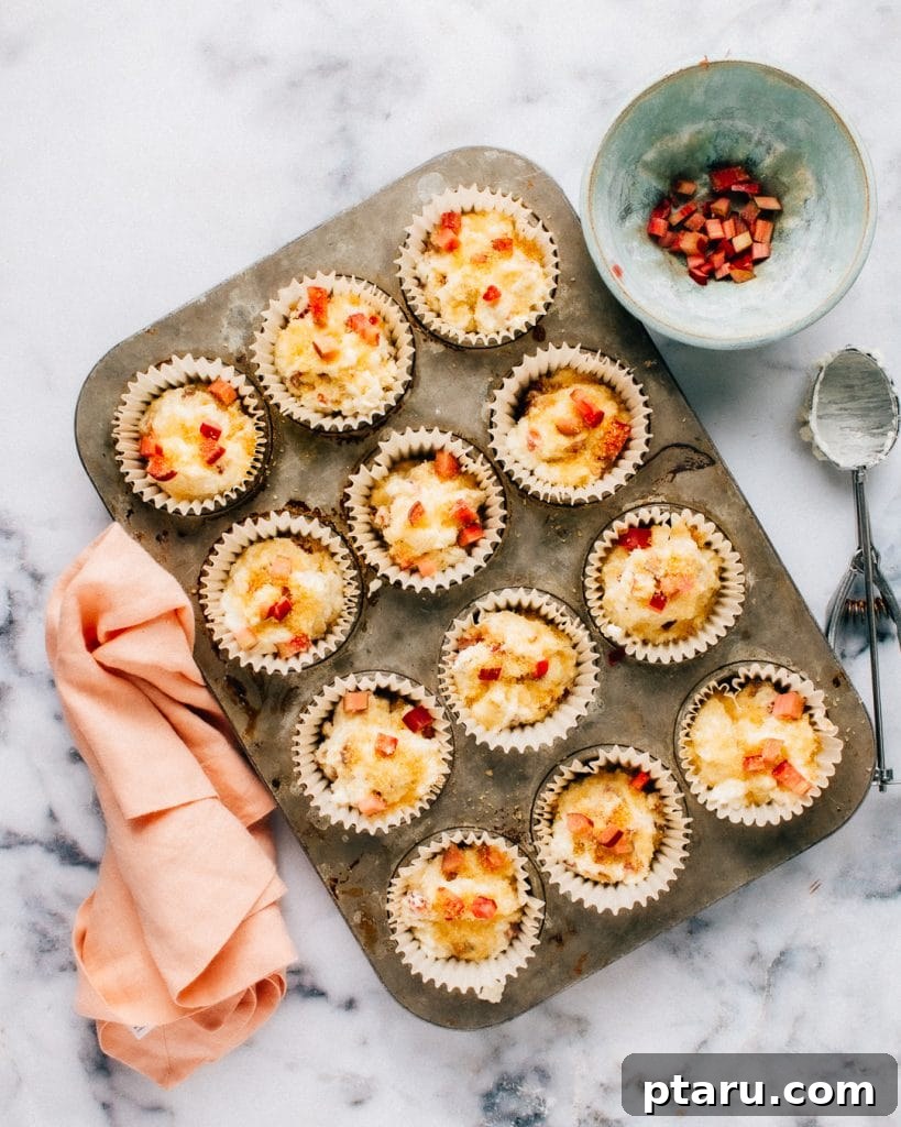 Wholesome Rhubarb Greek Yogurt Muffins 5 Healthy Rhubarb Muffin batter before baking.