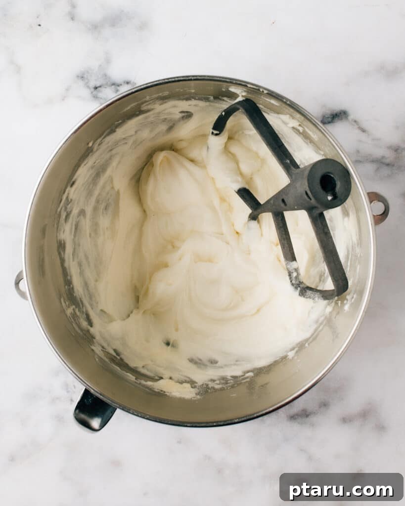Grandma's Peach Cobbler Pound Cake 4 Creamed butter and sugar mixture in a stand mixer bowl