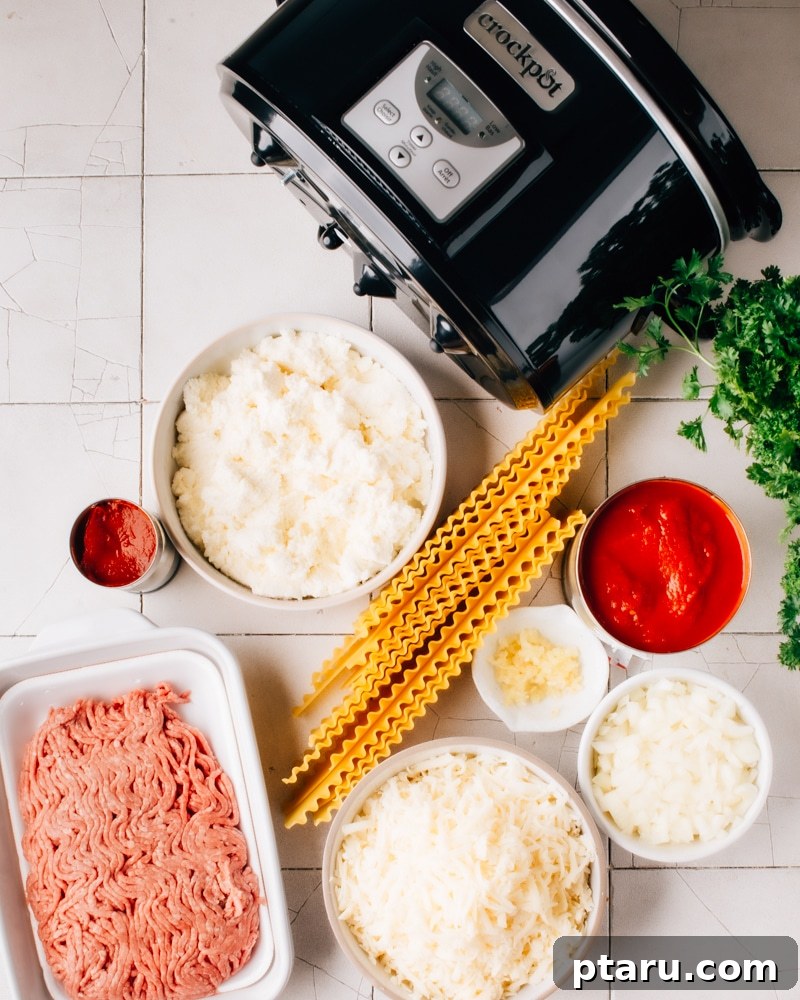 Effortless Cheesy Slow Cooker Lasagna 3 Crockpot Slow Cooker Lasagna Ingredients