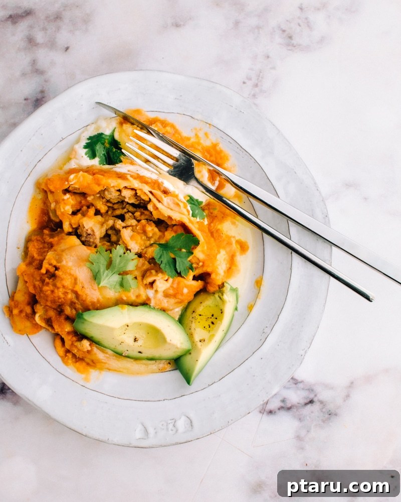 Autumn Harvest Chicken Enchiladas with Spiced Pumpkin Sauce 2 Chicken Enchilada on a plate