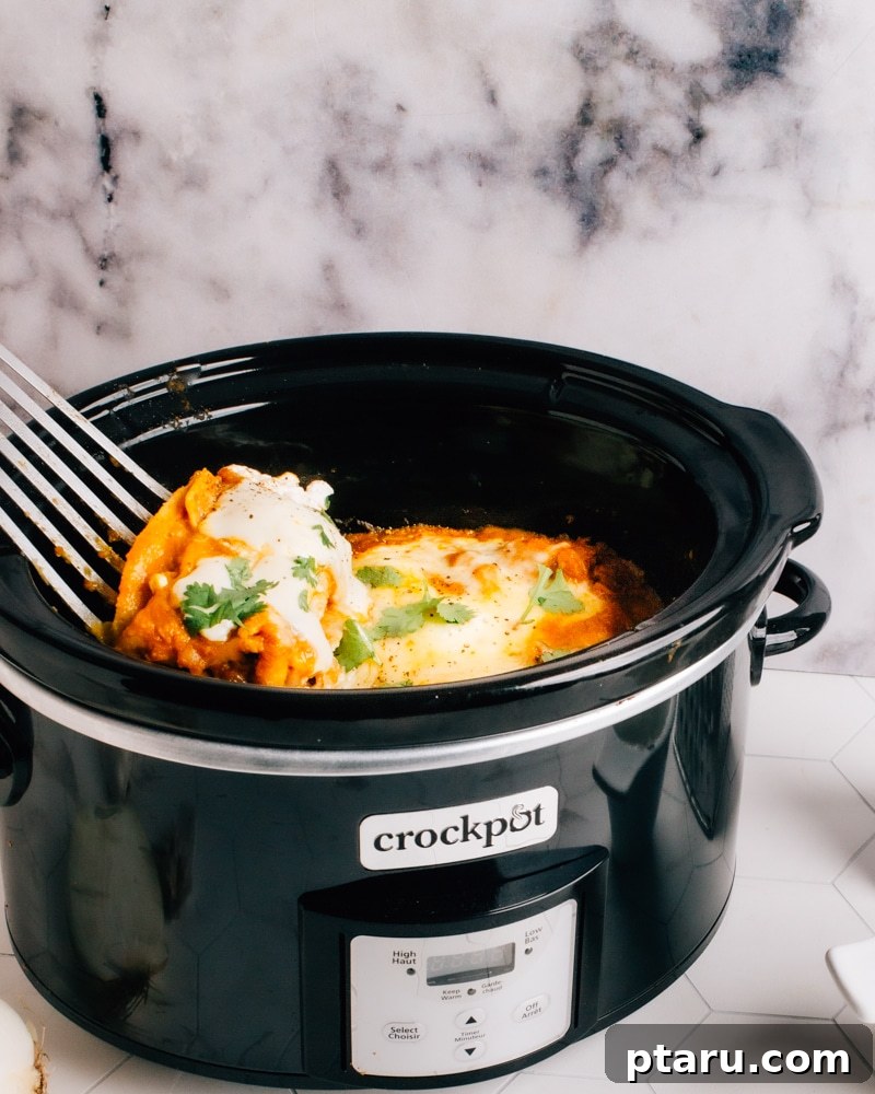 Autumn Harvest Chicken Enchiladas with Spiced Pumpkin Sauce 3 Serving Chicken Enchiladas in Crockpot Slow Cooker