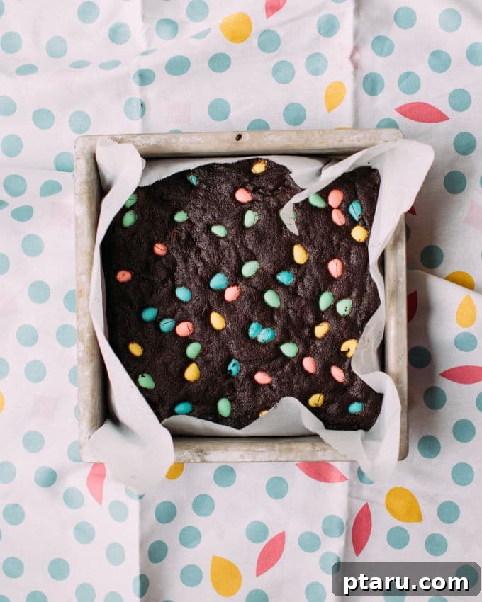 Hoppy Easter Brownies 3 Easter Brownies in a pan.