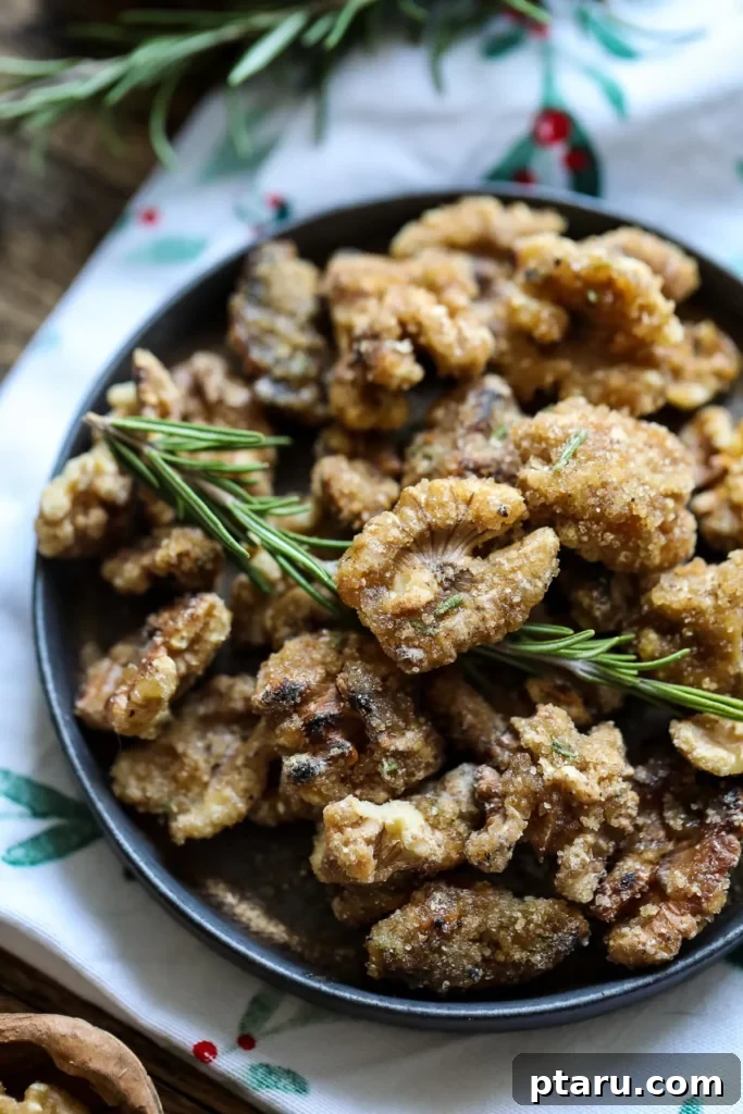 Effortless Festive Bites: 15+ No-Bake Christmas Sweets 20 Bowl of No-bake Salted Caramel Candied Walnuts with Rosemary