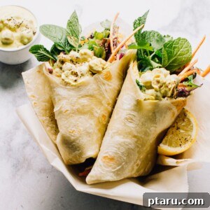 Indian Chickpea Salad in wraps with fresh vegetables.