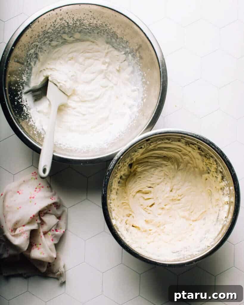 Festive No-Bake Easter Egg Cheesecake 3 The smooth and creamy filling of the No-Bake Easter Egg Cheesecake, showcasing its light, airy, and velvety consistency. The filling, made with a blend of cream cheese, whipped cream, and yogurt, appears perfectly set and ready for delightful decorations.