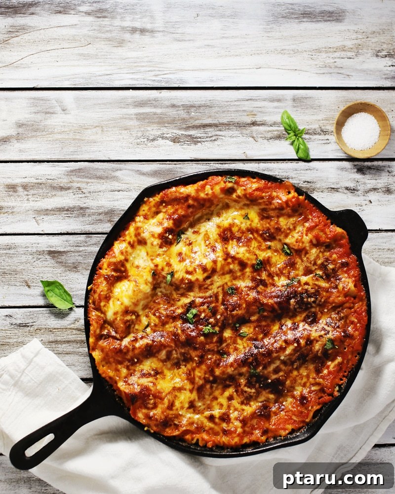 One-Pan Three-Cheese Lasagna 4 Delicious serving of Skillet Three-Cheese Lasagna