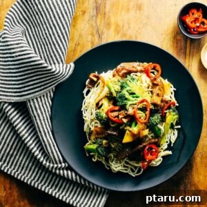 Delicious Beef and Broccoli Stirfry, ready to serve over rice.