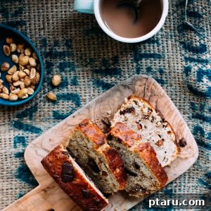 Delicious Peanut Chocolate Chip Banana Bread loaf