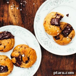 Salted Chocolate Chip Cookies - a recipe card image