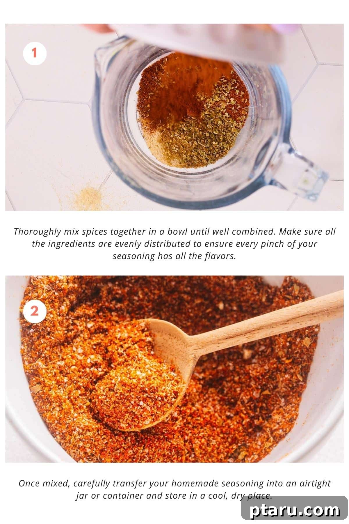 Fiesta Chicken Taco Blend 4 A mix of various spices for homemade chicken taco seasoning combined in a bowl.