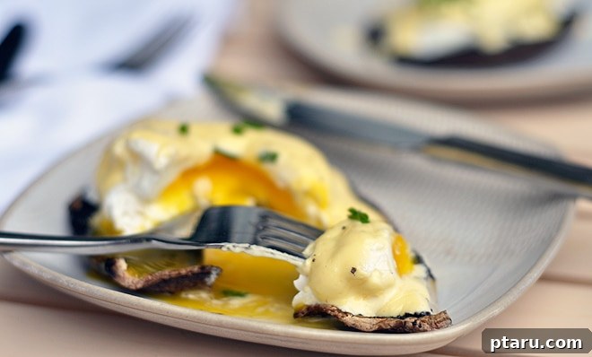 Portobello Benedict Perfection 4 Ingredients for hollandaise sauce laid out on a table, including butter and egg yolks.
