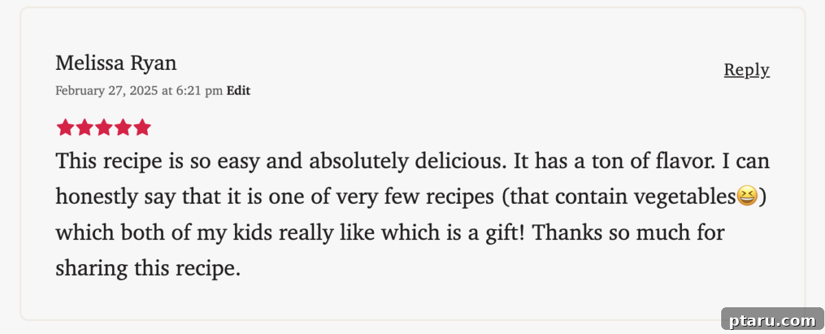 Effortless 20-Minute Red Curry 7 Positive review of the red curry recipe highlighting its ease and deliciousness.