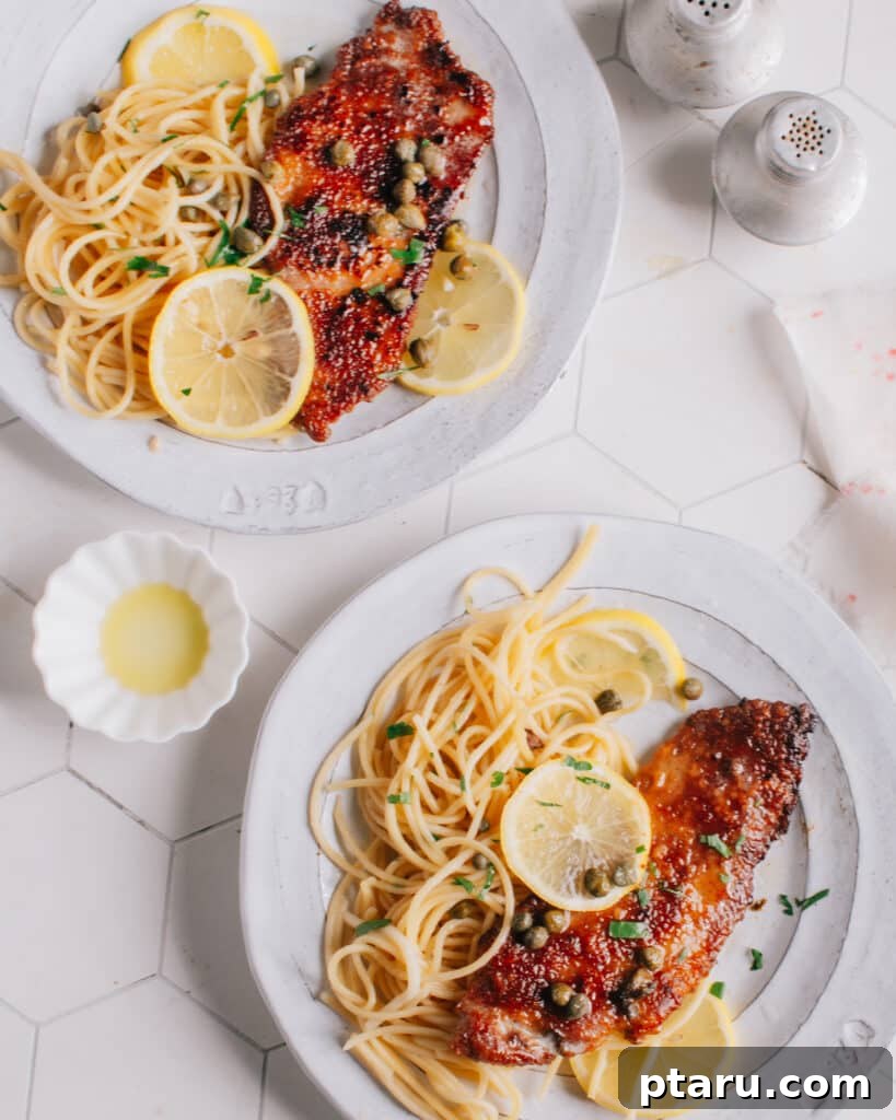 Veal Scallopini with Zesty Lemon Caper Sauce 7 Veal Scallopini close up.