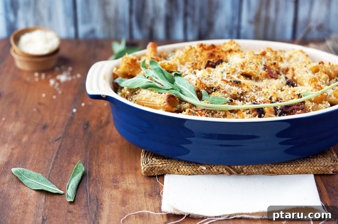 Velvety Baked Rigatoni with Butternut Squash and Goat Cheese 4 Thinly sliced onions caramelizing in a pan, showing a rich golden-brown color and soft texture.