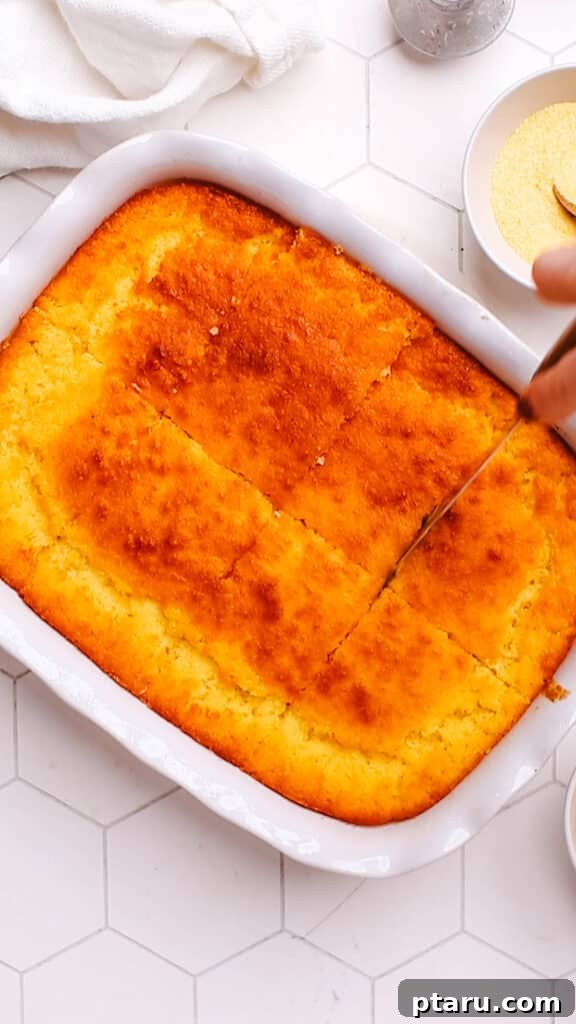 Golden Cornbread Bake 14 Slicing Cornbread Casserole.