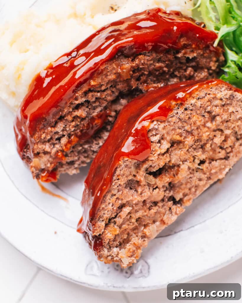 Golden Cornbread Bake 17 Slices of glazed meatloaf on a plate.