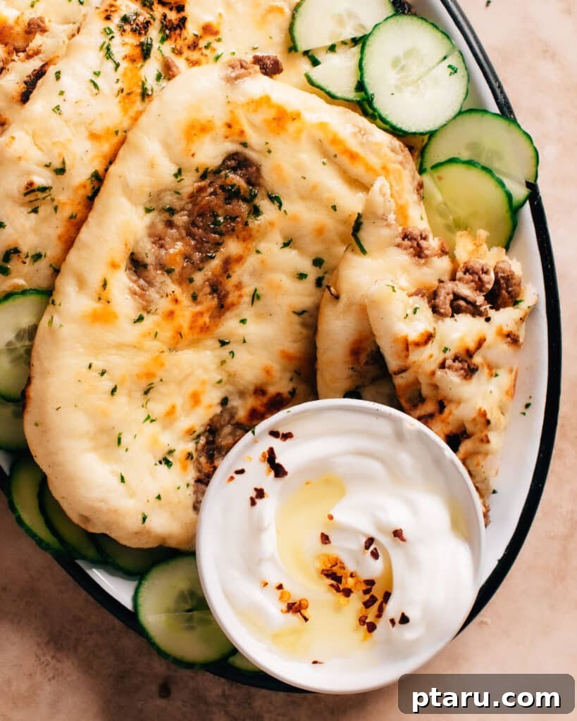 Over 35 Mouthwatering Leftover Taco Meat Recipes 19 Keema naan on a plate