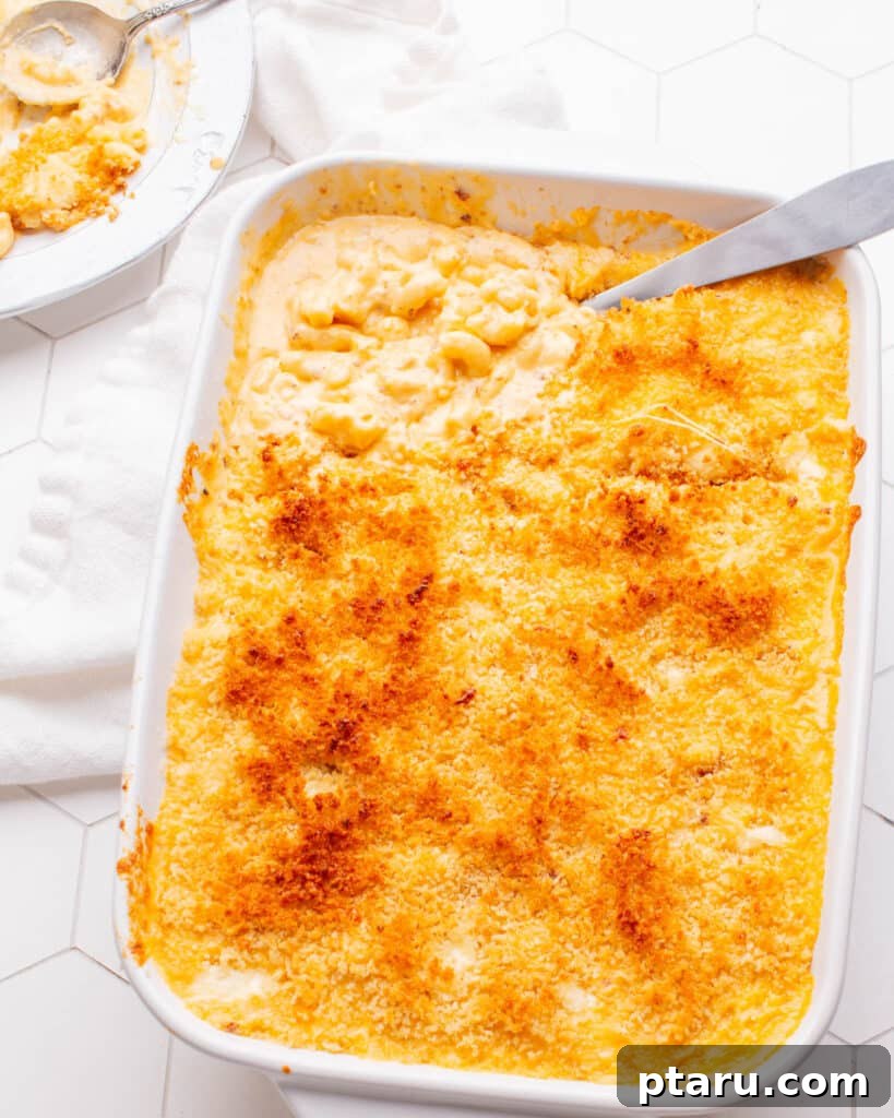 Over 35 Mouthwatering Leftover Taco Meat Recipes 26 Baked Macaroni and Cheese in a casserole pan.