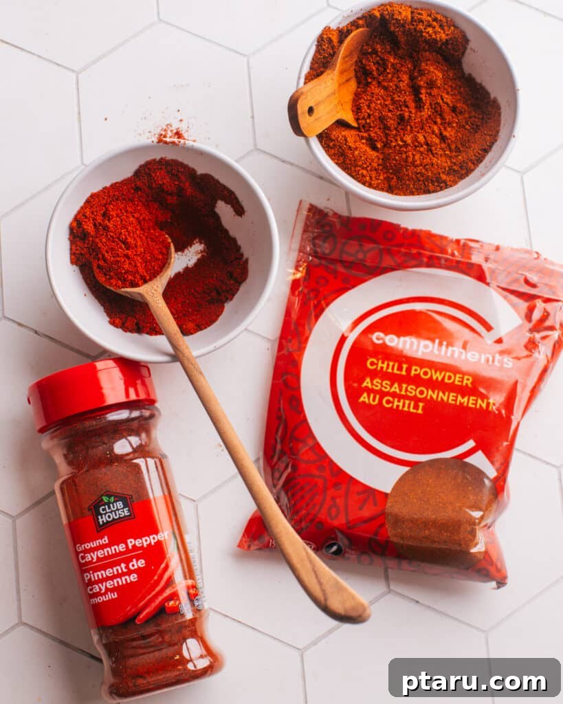 Homemade Chili Spice Blend 9 Cayennne Pepper next to Chili Powder to compare.