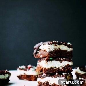 Easy Mint Brownies with Peppermint Frosting and Chocolate Ganache