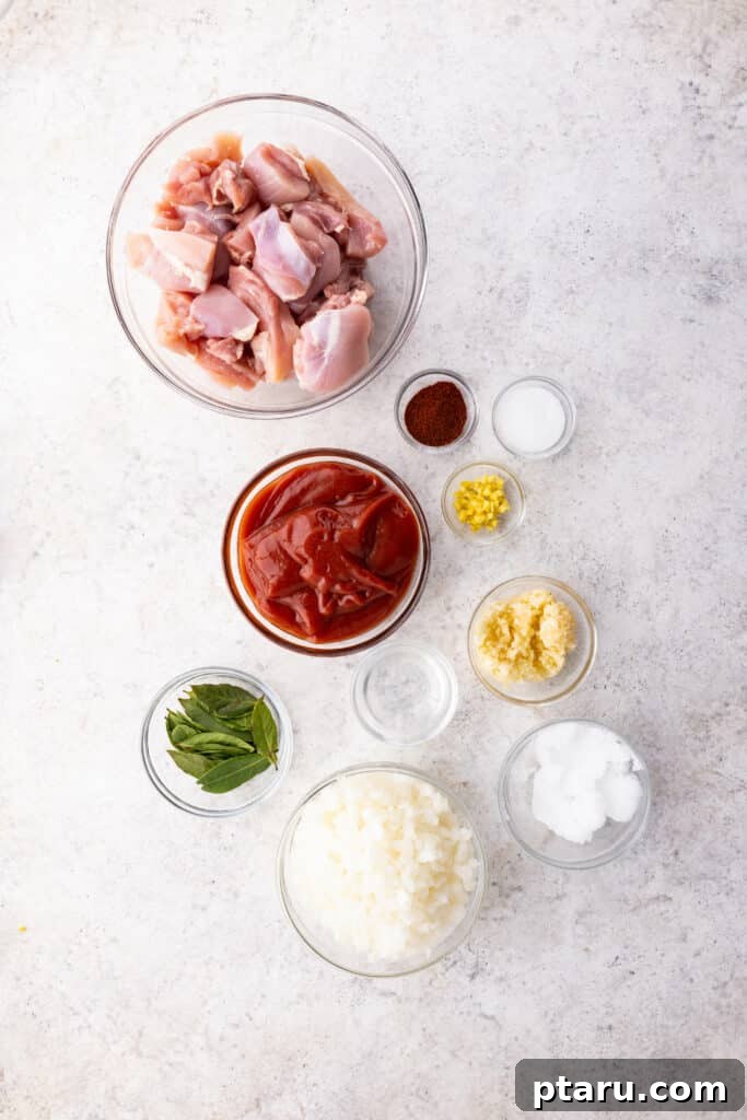 Chicken 65 India's Spicy Chicken Sensation 3 Ingredients for chicken 65 curry on a kitchen countertop