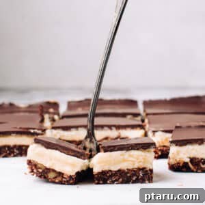 Classic Nanaimo Bars Recipe featured image, showing a close-up of the delicious layers