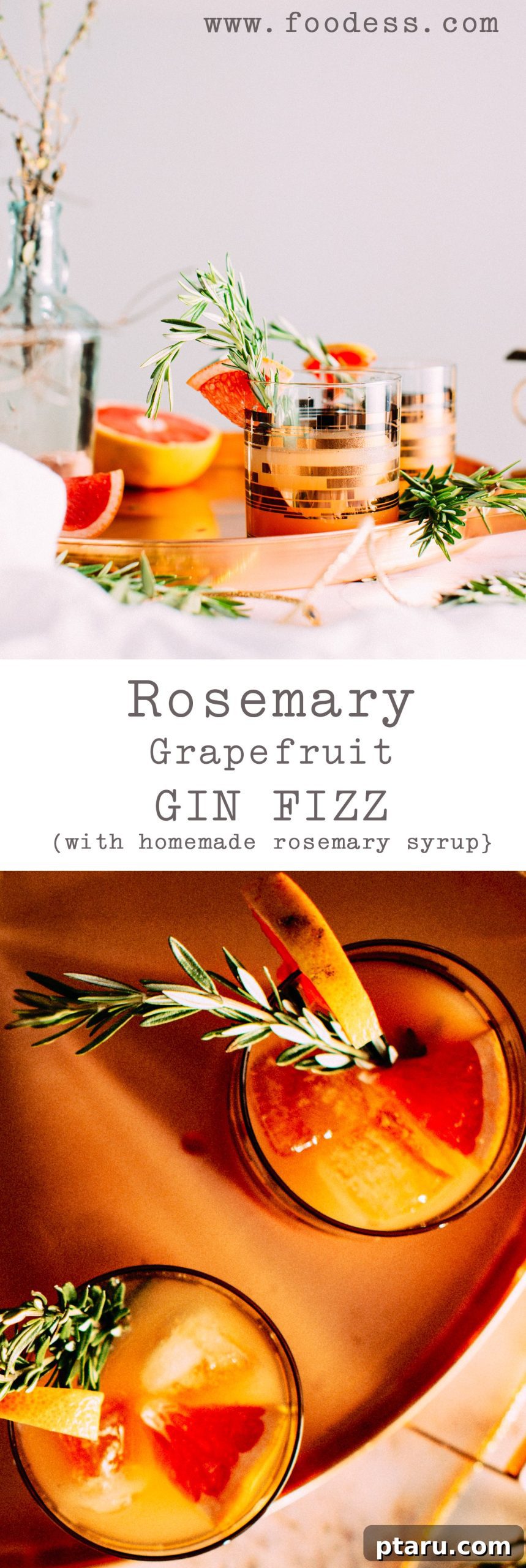 Rosemary Grapefruit Gin Sparkler 5 Another artful shot of the Rosemary-Grapefruit Gin Fizz with an additional grapefruit slice, ready to be served.