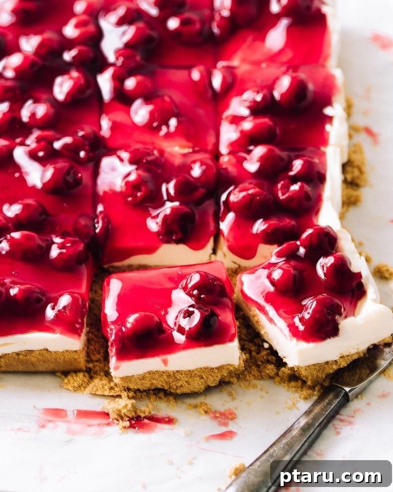 The Ultimate Philadelphia Cheesecake Guide 18 Tray of delicious no-bake cherry cheesecake bars