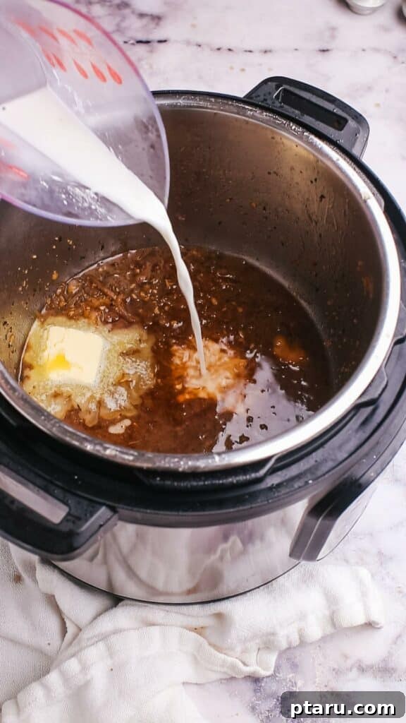 Meltingly Tender Instant Pot Steak with Rich Pan Sauce 13 adding corn starch