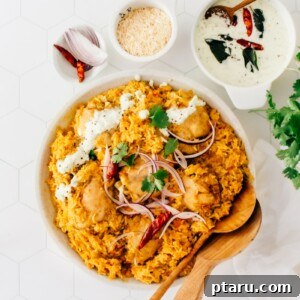 Basmati rice recipe cooked on a plate with chicken.