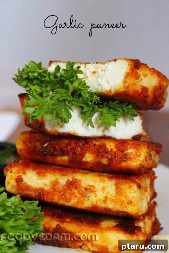 Over 50 Irresistible Paneer Recipes 31 Garlic Paneer, golden and sizzling.