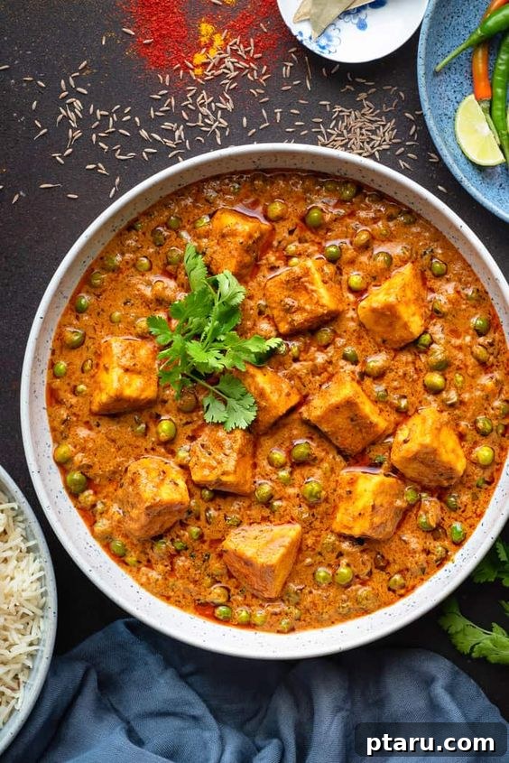 Over 50 Irresistible Paneer Recipes 36 Creamy Matar Paneer, rich and inviting.