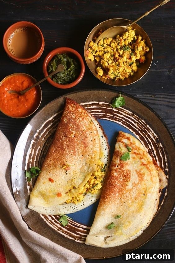Over 50 Irresistible Paneer Recipes 37 Paneer Dosa, crispy and flavorful.