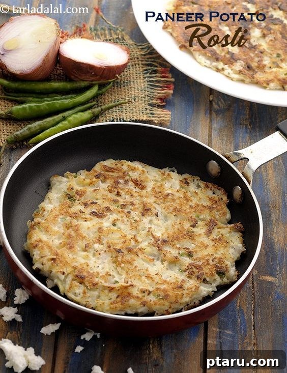 Over 50 Irresistible Paneer Recipes 49 Paneer Potato Rosti, golden and perfectly formed.