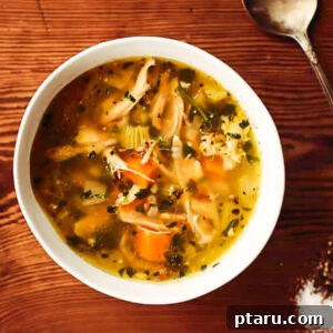 Chicken and Rice Soup in a bowl.
