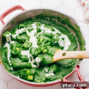 Creamy Spinach Paneer 14 Palak Paneer with cream topping