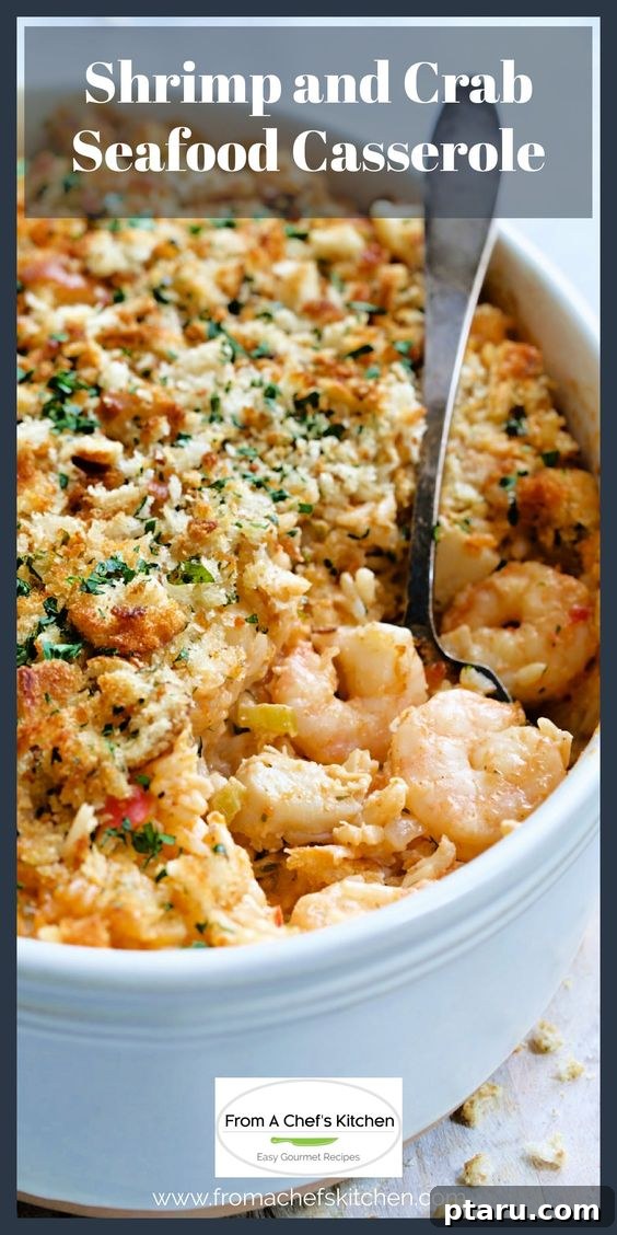 Cozy Winter Comfort: 33 Hearty Casserole Creations 31 Elegant Shrimp + Crab Casserole, loaded with succulent seafood and a creamy sauce.