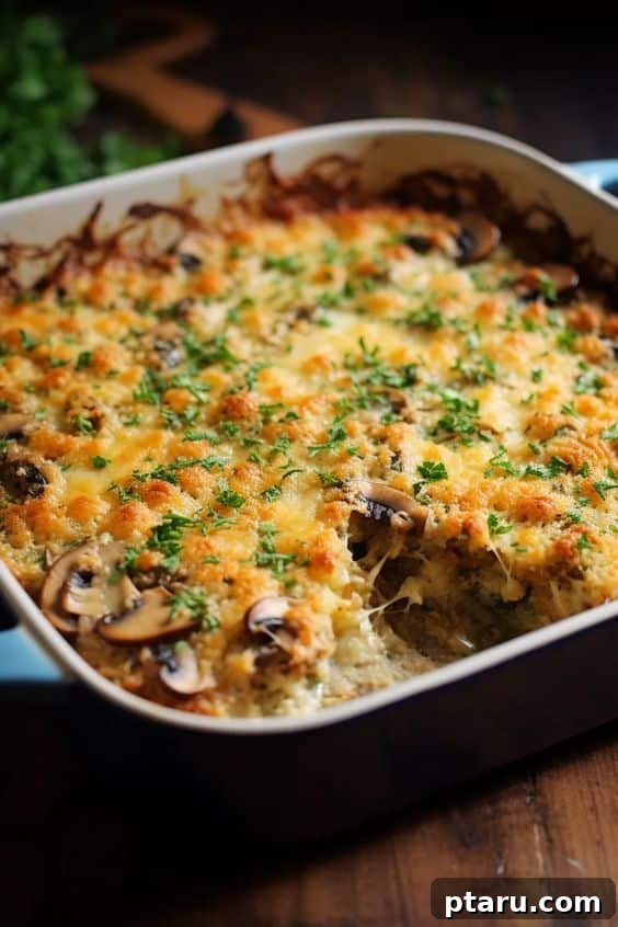 Cozy Winter Comfort: 33 Hearty Casserole Creations 32 Hearty Mushroom Casserole, packed with earthy flavors and savory goodness.