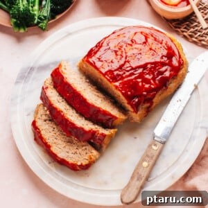 The Ultimate Juicy Turkey Meatloaf 9 Sliced moist ground turkey meatloaf.
