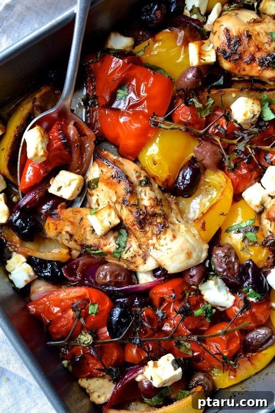 Top 37 Mediterranean Casseroles Effortlessly Delicious 30 Pretty Greek Chicken Traybake with colorful peppers