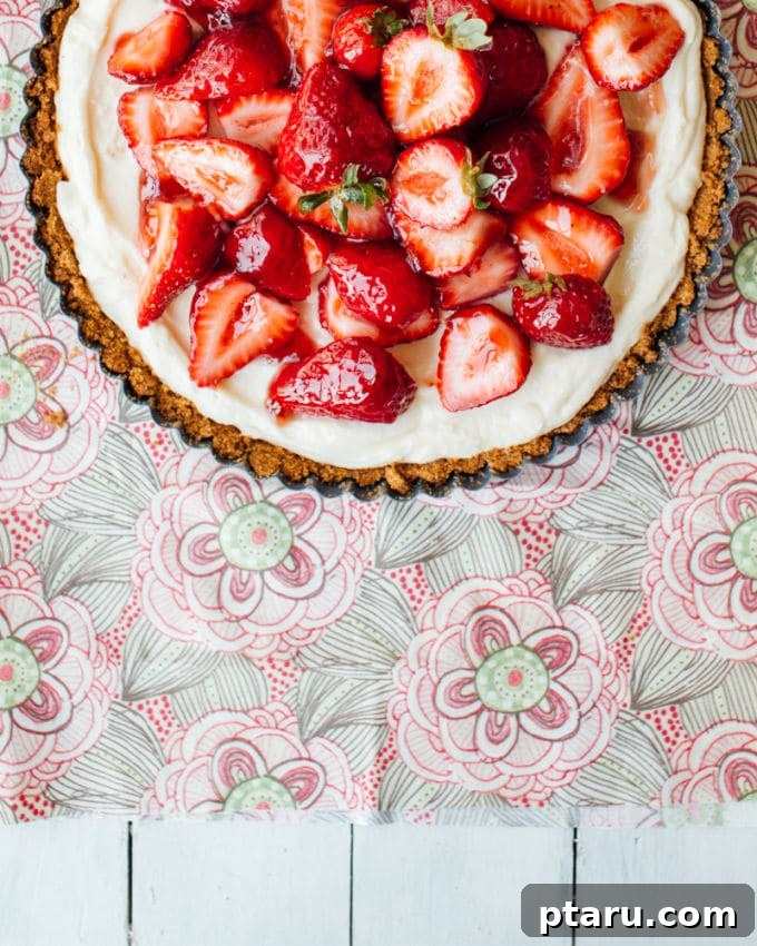 Strawberry Lemon Mascarpone Dream Tart 5 Another perspective of the Strawberry-Lemon Mascarpone Cream Tart, showcasing its vibrant colors and inviting texture.