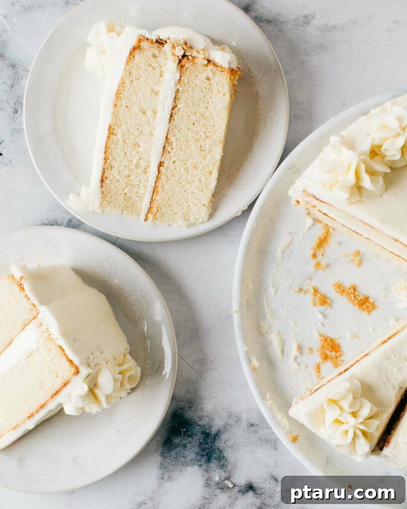 Velvety Moist Vanilla Cake 4 The best vanilla cake recipe ever.