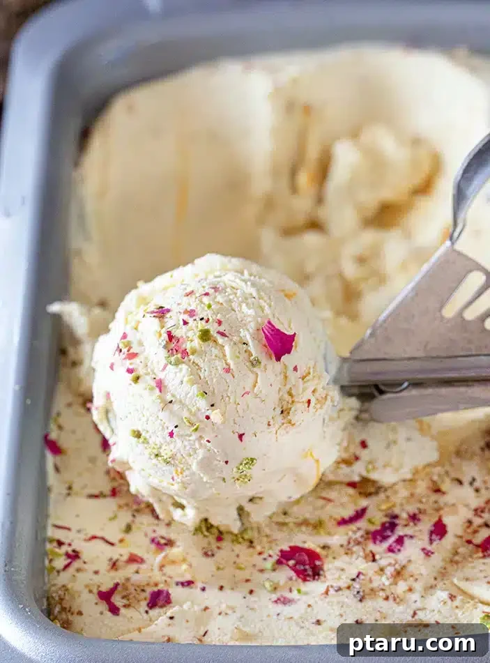 Easy Indian Desserts and Sweets: Crowd-Pleasing Showstoppers 19 Creamy Thandai Gulkand Ice Cream, a festive flavor often enjoyed during Holi, with rose petal jam.